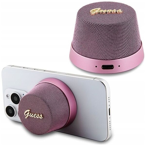 Guess Głośnik Bluetooth Guess Magnetic Script Metal - różowy
