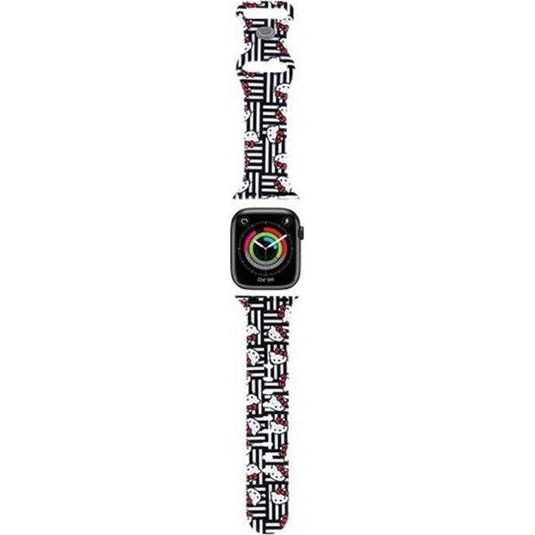 Hello Kitty Hello Kitty Silicone Heads & Stripes - Pasek do Apple Watch 38/40/41 mm (czarny)