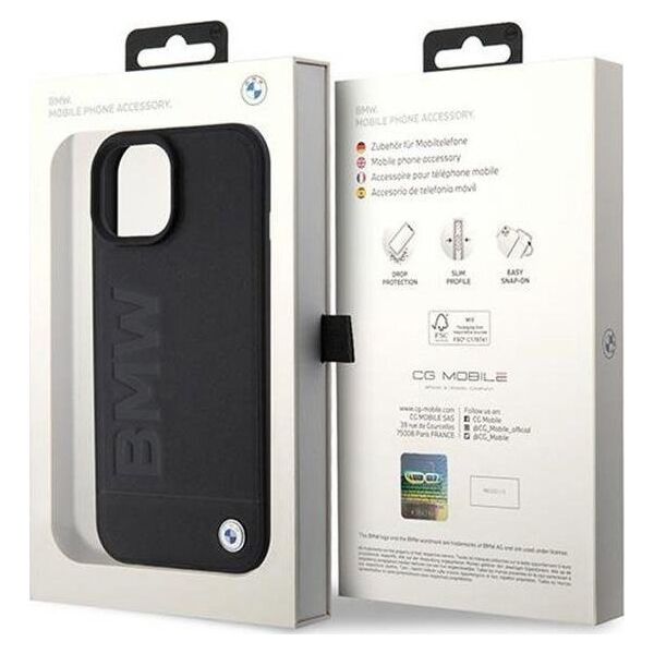 BMW BMW Leather Hot Stamp MagSafe - Etui iPhone 15 (Czarny)