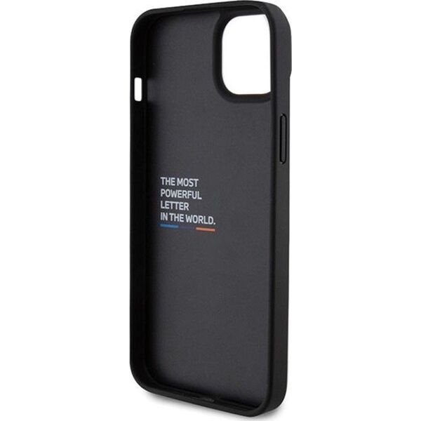 BMW BMW Leather Carbon Blue Line - Etui iPhone 15 Plus (czarny)