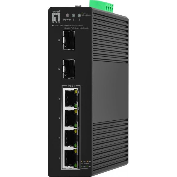 Switch LevelOne LevelOne IGS-2106P łącza sieciowe Zarządzany L2 Gigabit Ethernet (10/100/1000) Obsługa PoE Czarny
