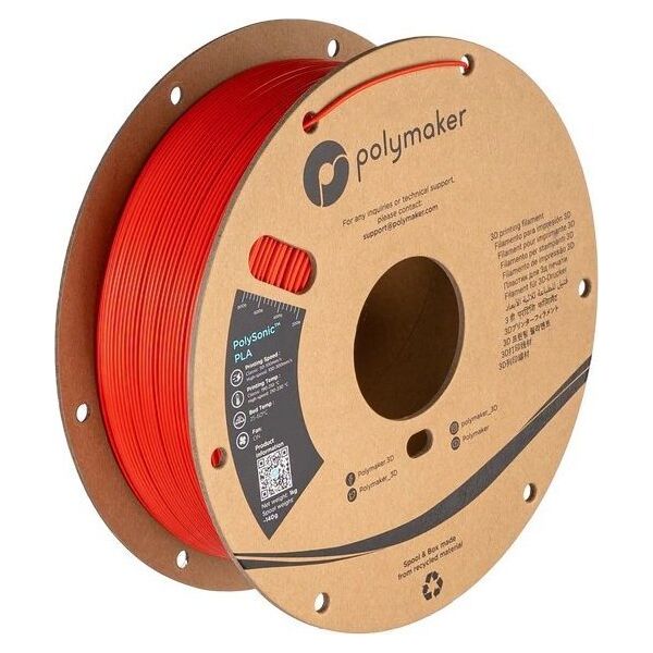 Poly Filament Polymaker PolySonic High Speed PLA 1,75mm 1kg - Red}