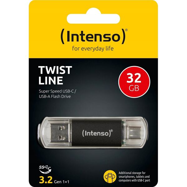 Pendrive Intenso Intenso 3539480 pamięć USB 32 GB USB Type-A / USB Type-C 3.2 Gen 1 (3.1 Gen 1) Antracyt