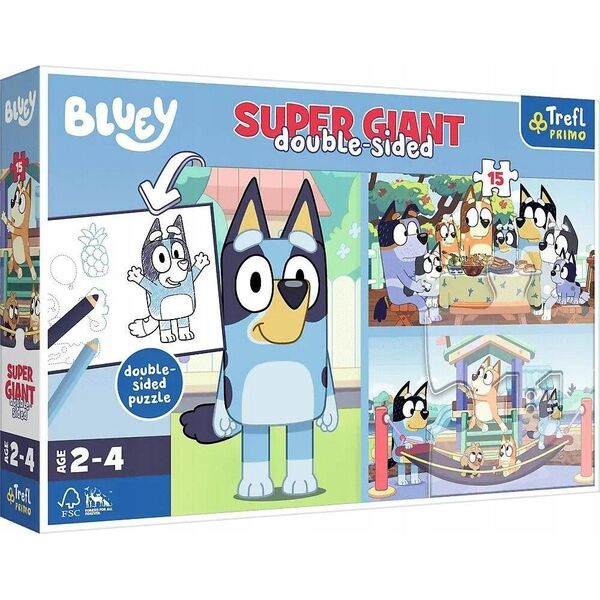 Trefl PUZZLE 15 GIANT Przygoda z Bluey 42010