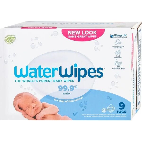 WaterWipes WaterWipes, BIO, Chusteczki nawilżane wodne, 60szt.x9, PL (DZIEWIĘCIOPAK)