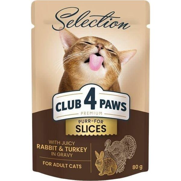 Club 4 Paws Club4Ł Kot 80g Paski Królik Indyk w Sosie