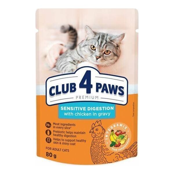Club 4 Paws Club4Ł Kot Saszetka 80g Wrażliwe Trawinie Kurczak