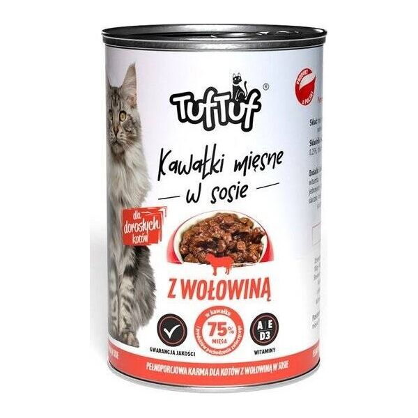 BULT TUF TUF Karma dla kota Kawałki Mięsne z Wołowiną 415g