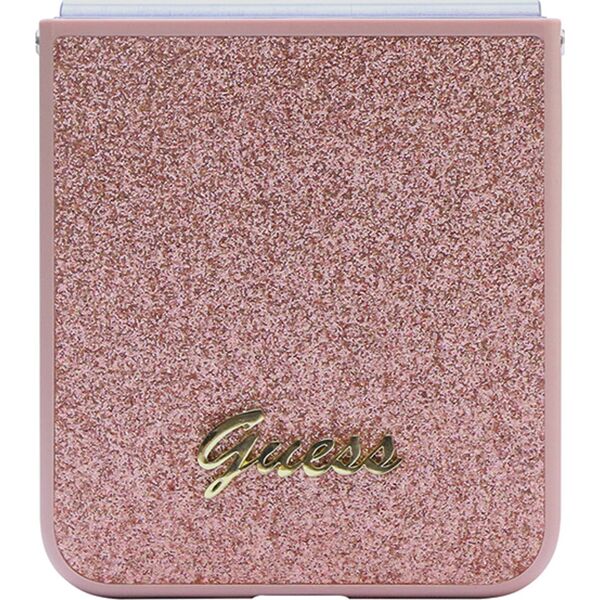 Guess Etui Guess GUHCZF5HGGSHP Samsung Galaxy Z Flip 5 hardcase Glitter Script różowy/pink