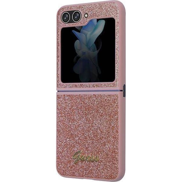 Guess Etui Guess GUHCZF5HGGSHP Samsung Galaxy Z Flip 5 hardcase Glitter Script różowy/pink