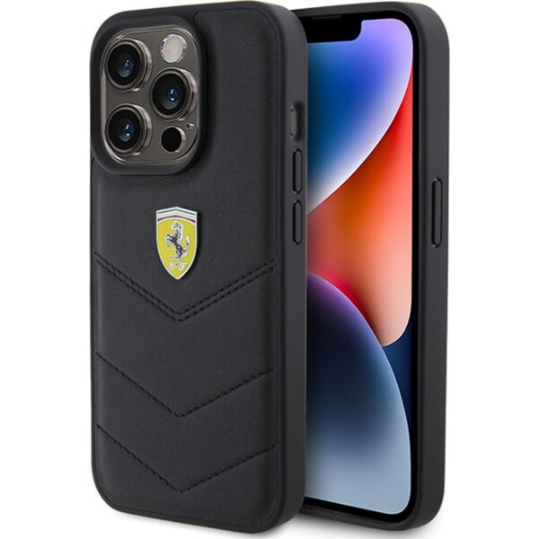 Ferrari Ferrari FEHCP15LRDUK iPhone 15 Pro 6.1" czarny/black hardcase Quilted Metal Logo