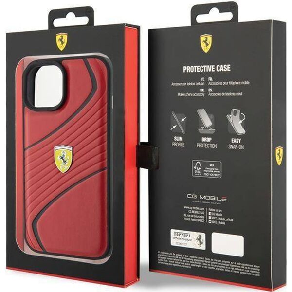 Ferrari Ferrari FEHCP15SPTWR iPhone 15 / 14 / 13 6.1" czerwony/red hardcase Twist Metal Logo