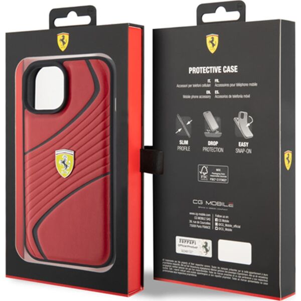 Ferrari Ferrari FEHCP15SPTWR iPhone 15 / 14 / 13 6.1" czerwony/red hardcase Twist Metal Logo