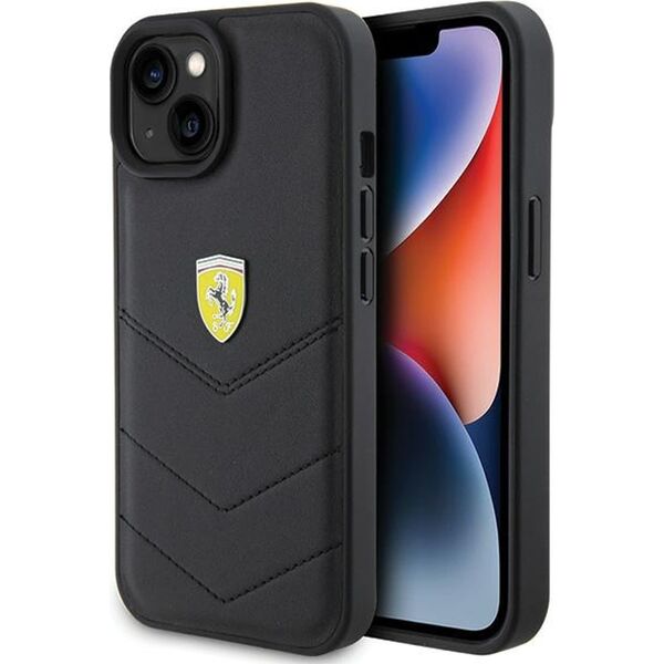 Ferrari Ferrari FEHCP15SRDUK iPhone 15 / 14 / 13 6.1" czarny/black hardcase Quilted Metal Logo