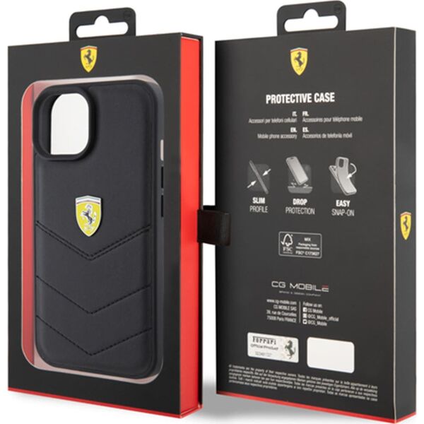 Ferrari Ferrari FEHCP15SRDUK iPhone 15 / 14 / 13 6.1" czarny/black hardcase Quilted Metal Logo