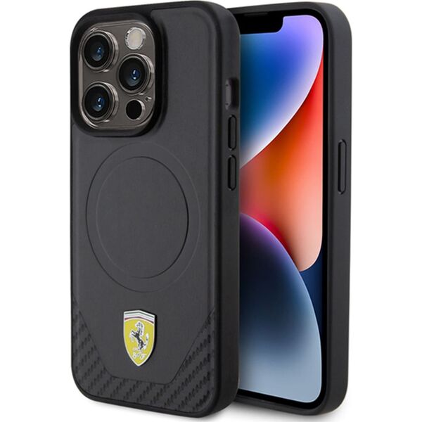 Ferrari Ferrari FEHMP15LPTEK iPhone 15 Pro 6.1" czarny/black hardcase Carbon Metal Logo MagSafe