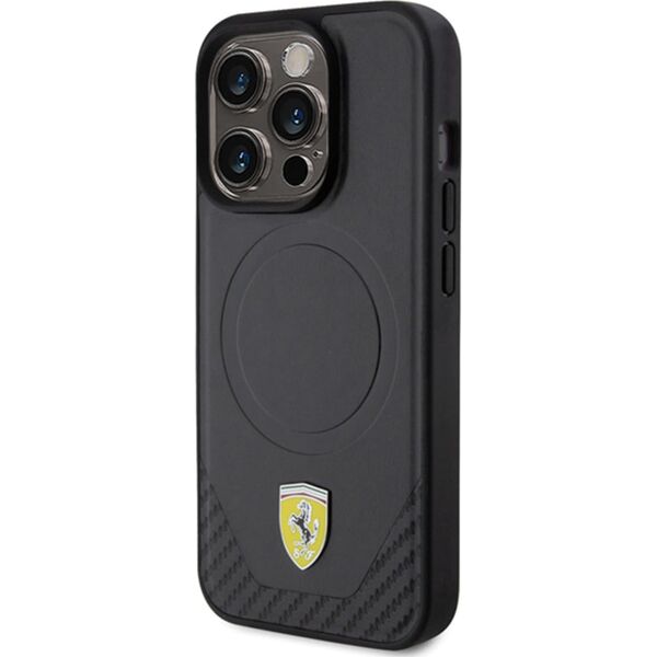 Ferrari Ferrari FEHMP15LPTEK iPhone 15 Pro 6.1" czarny/black hardcase Carbon Metal Logo MagSafe