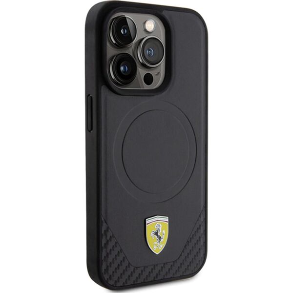 Ferrari Ferrari FEHMP15LPTEK iPhone 15 Pro 6.1" czarny/black hardcase Carbon Metal Logo MagSafe
