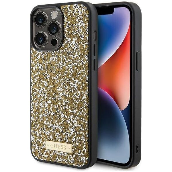 Guess Guess GUHCP15XPFGSBSD iPhone 15 Pro Max 6.7" żółty/yellow hardcase Rhinestone Metal Logo