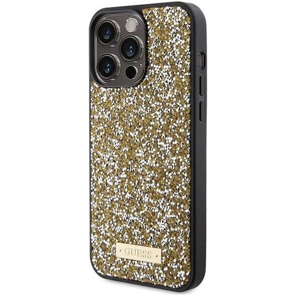 Guess Guess GUHCP15XPFGSBSD iPhone 15 Pro Max 6.7" żółty/yellow hardcase Rhinestone Metal Logo