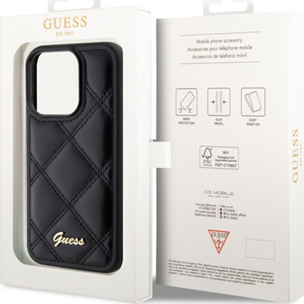 Guess Guess GUHCP15XPSQSQSK iPhone 15 Pro Max 6.7" czarny/black hardcase Quilted Metal Logo