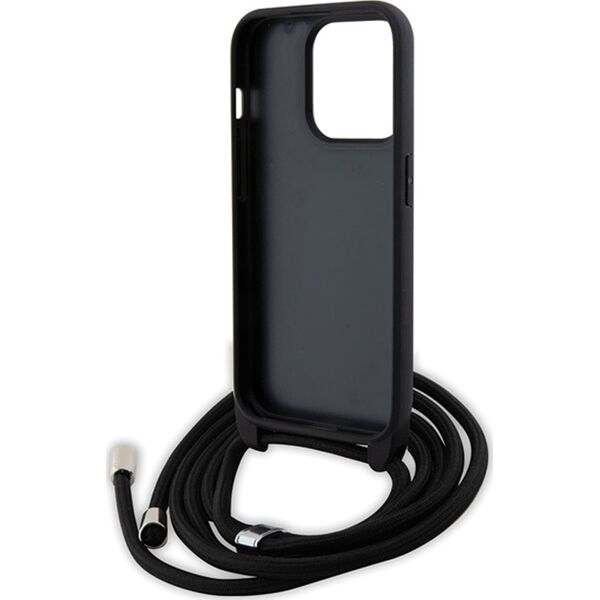 Karl Lagerfeld Karl Lagerfeld KLHCP15LSASKNPSK iPhone 15 Pro 6.1" hardcase czarny/black Crossbody Saffiano Monogram Metal Pin Karl & Choupette