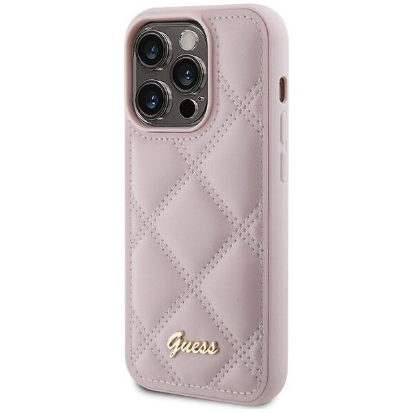 Guess Guess GUHCP15XPSQSQSP iPhone 15 Pro Max 6.7" różowy/pink hardcase Quilted Metal Logo