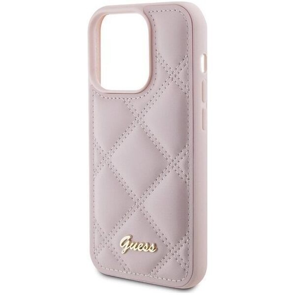 Guess Guess GUHCP15XPSQSQSP iPhone 15 Pro Max 6.7" różowy/pink hardcase Quilted Metal Logo