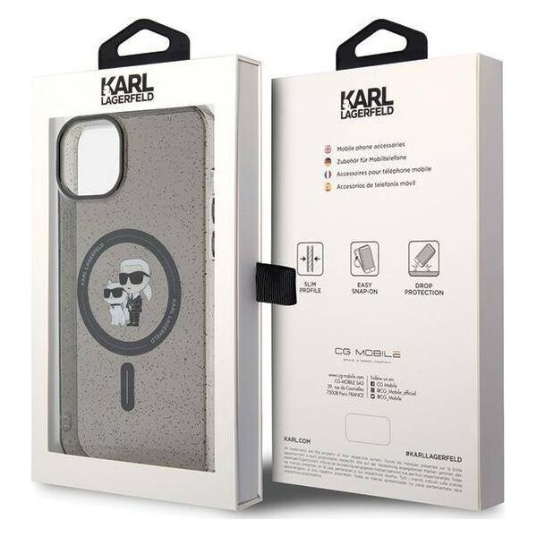 Karl Lagerfeld Karl Lagerfeld KLHMP15MHGKCNOK iPhone 15 Plus / 14 Plus 6.7" czarny/black hardcase Karl&Choupette Glitter MagSafe