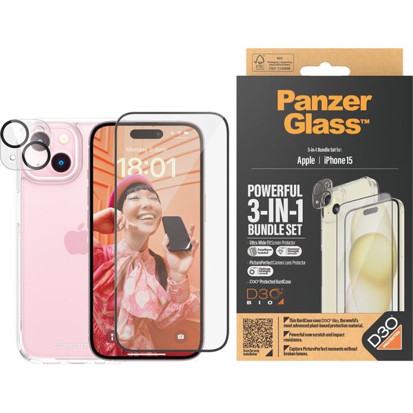 PanzerGlass PanzerGlass iPhone 15 3-in-1 Pack