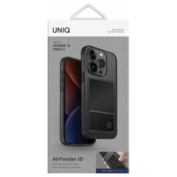 Uniq UNIQ etui Air Fender ID iPhone 15 Pro 6.1" szary/smoked grey tinted Cardslot