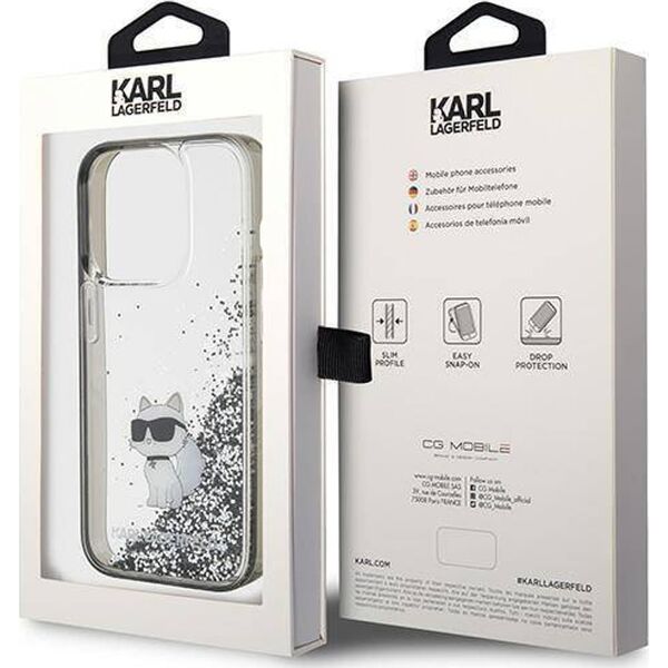 Karl Lagerfeld Karl Lagerfeld KLHCP15XLKCNSK iPhone 15 Pro Max 6.7" transparent hardcase Liquid Glitter Choupette