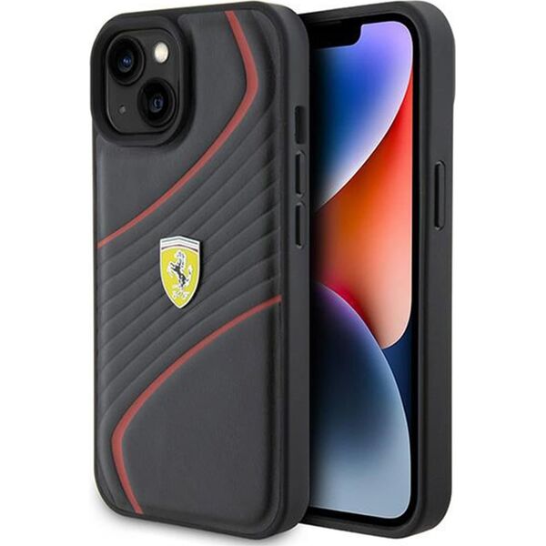 Ferrari Ferrari FEHCP15SPTWK iPhone 15 / 14 / 13 6.1" czarny/black hardcase Twist Metal Logo