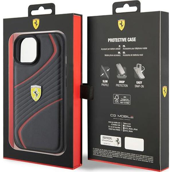 Ferrari Ferrari FEHCP15SPTWK iPhone 15 / 14 / 13 6.1" czarny/black hardcase Twist Metal Logo