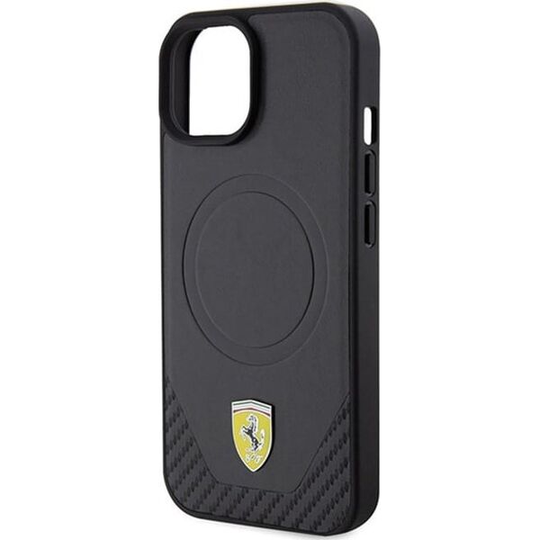 Ferrari Ferrari FEHMP15SPTEK iPhone 15 / 14 / 13 6.1" czarny/black hardcase Carbon Metal Logo MagSafe