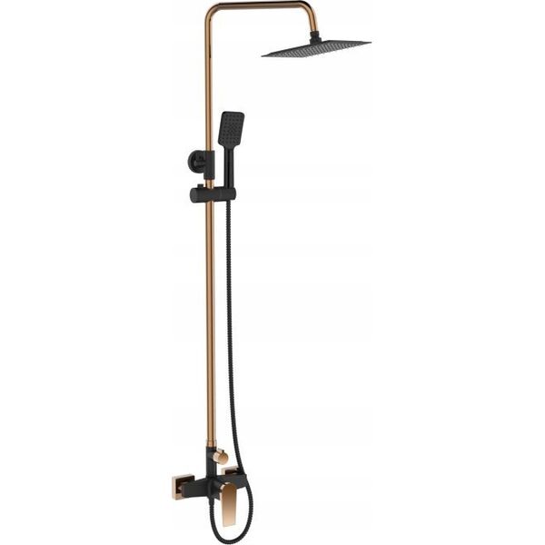 Deszczownica Invena DESZCZOWNIA Z BATERIA NATRYSK MIDNIGHT INVENA TREND, BLACK/ GOLD ROSE