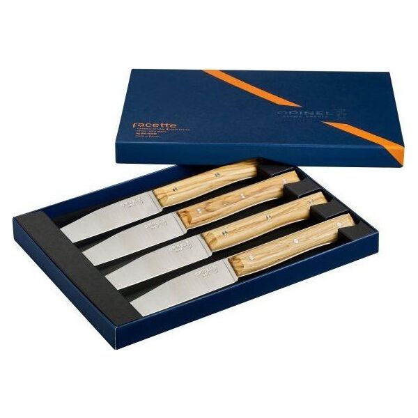 Opinel Opinel Table Knives Facette Set of 4  Olive Wood