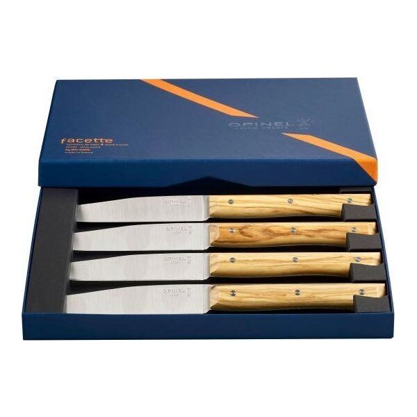 Opinel Opinel Table Knives Facette Set of 4  Olive Wood