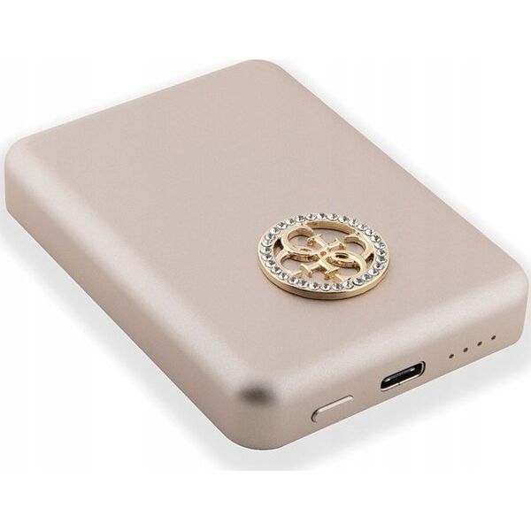 Powerbank Guess Guess Powerbank indukcyjny 15W GUPBM5AL4DMD 5000mAh złoty/gold MagSafe 4G Strassed Metal Logo