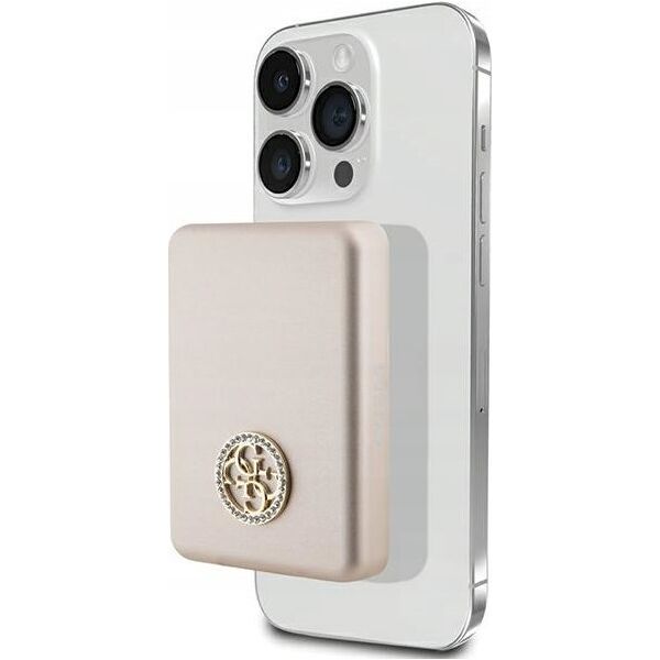 Powerbank Guess Guess Powerbank indukcyjny 15W GUPBM5AL4DMD 5000mAh złoty/gold MagSafe 4G Strassed Metal Logo