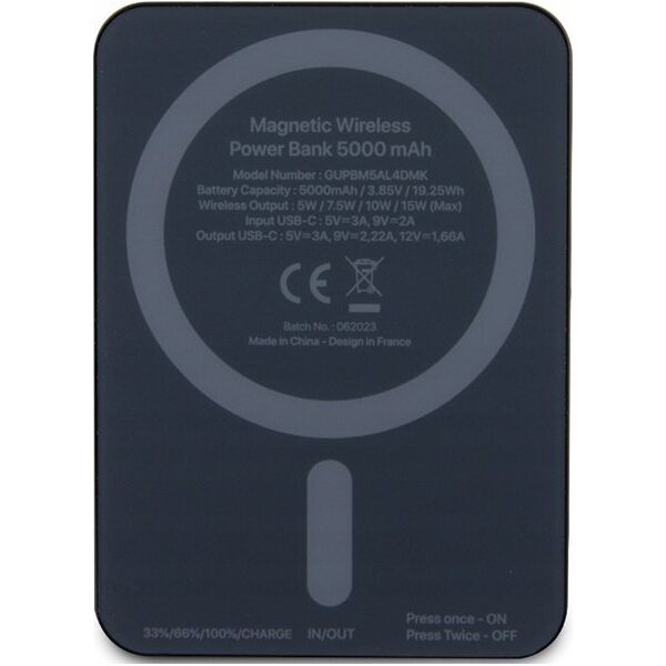 Powerbank Guess Guess Powerbank indukcyjny 15W GUPBM5ALGSGK 5000mAh czarny/black MagSafe Metal Script Logo