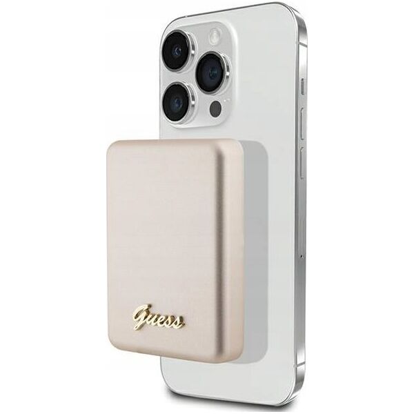 Powerbank Guess Guess Powerbank indukcyjny 15W GUPBM5ALGSGD 5000mAh złoty/gold MagSafe Metal Script Logo
