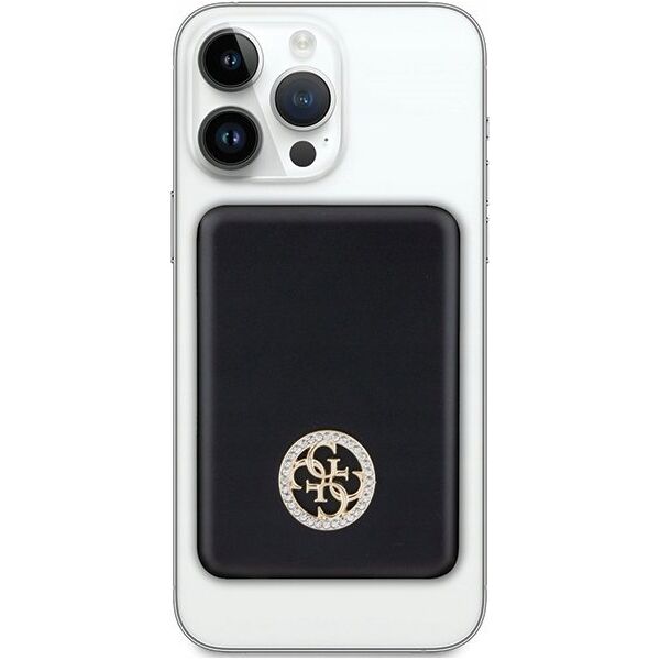 Powerbank Guess Guess Powerbank indukcyjny 5W GUPBM3AL4DMK 3000mAh czarny/black MagSafe 4G Strassed Metal Logo