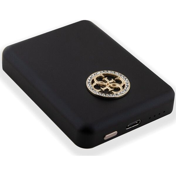 Powerbank Guess Guess Powerbank indukcyjny 5W GUPBM3AL4DMK 3000mAh czarny/black MagSafe 4G Strassed Metal Logo