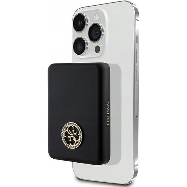 Powerbank Guess Guess Powerbank indukcyjny 5W GUPBM3AL4DMK 3000mAh czarny/black MagSafe 4G Strassed Metal Logo