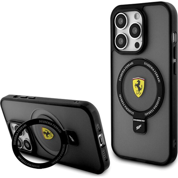 Ferrari Ferrari FEHMP15SUSCAK iPhone 15 / 14 / 13 6.1" czarny/black hardcase Ring Stand 2023 Collection MagSafe