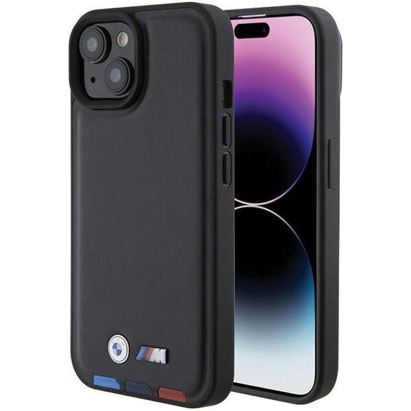 BMW Etui BMW BMHCP15S22PTDK Apple iPhone 15 Leather Stamp Tricolor czarny/black