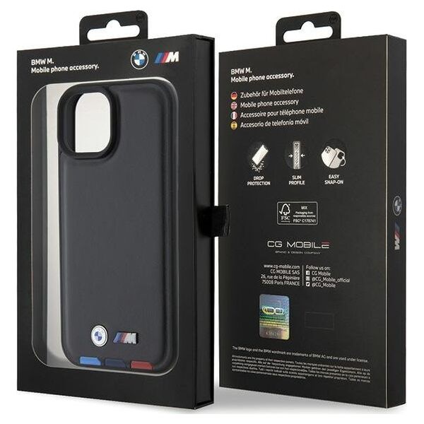 BMW Etui BMW BMHCP15S22PTDK Apple iPhone 15 Leather Stamp Tricolor czarny/black