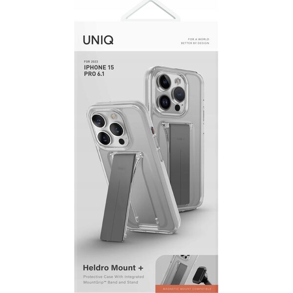Uniq UNIQ etui Heldro Mount with Stand iPhone 15 Pro 6.1" przeźroczysty/lucent clear