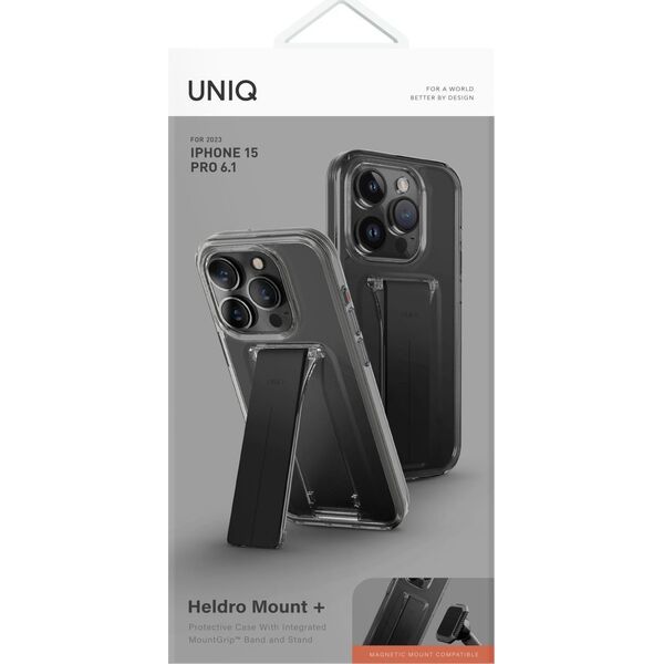 Uniq UNIQ etui Heldro Mount with Stand iPhone 15 Pro 6.1" dymny/vapour smoke